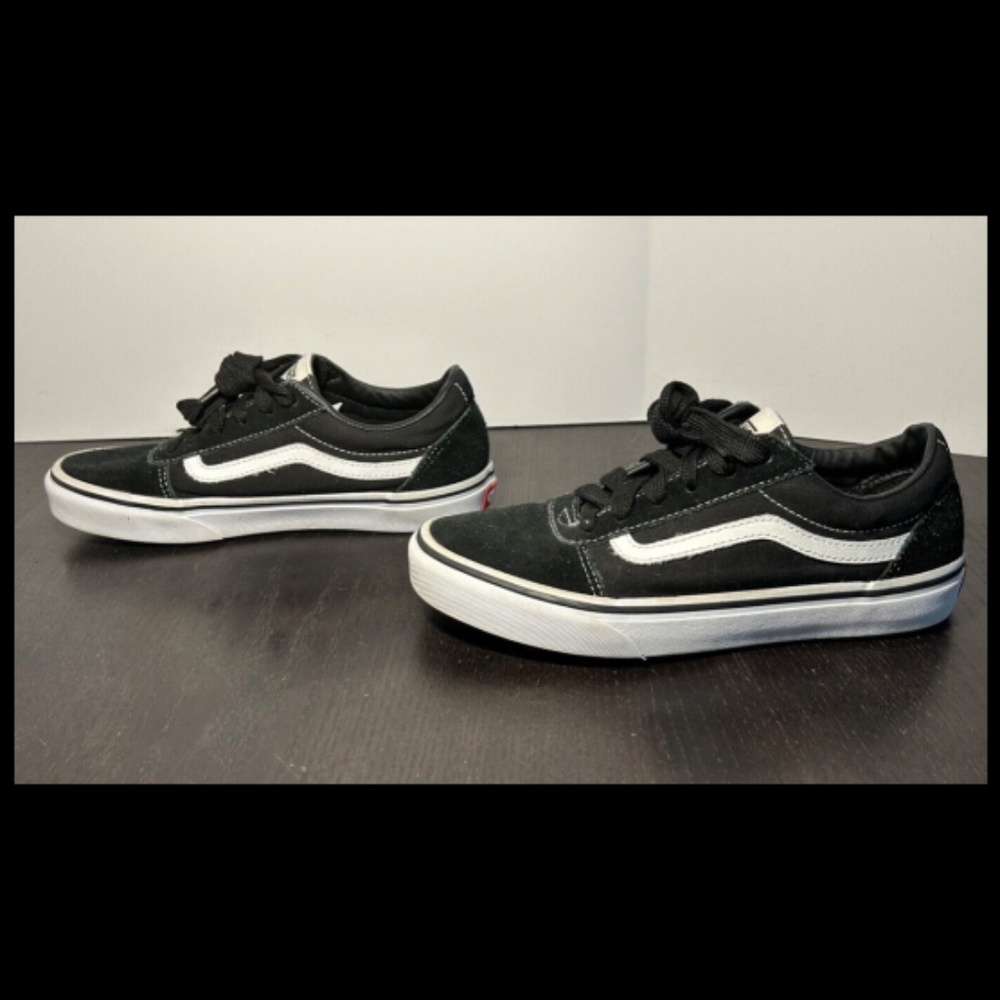 Vans Off The Wall Old Skool Black Suede Skateboarding Shoes SneakersYouth Size 5